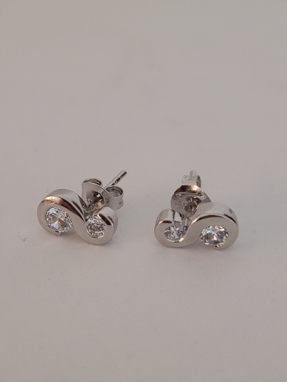 Sterling Silver 925 Clear S Initial Stud Earrings